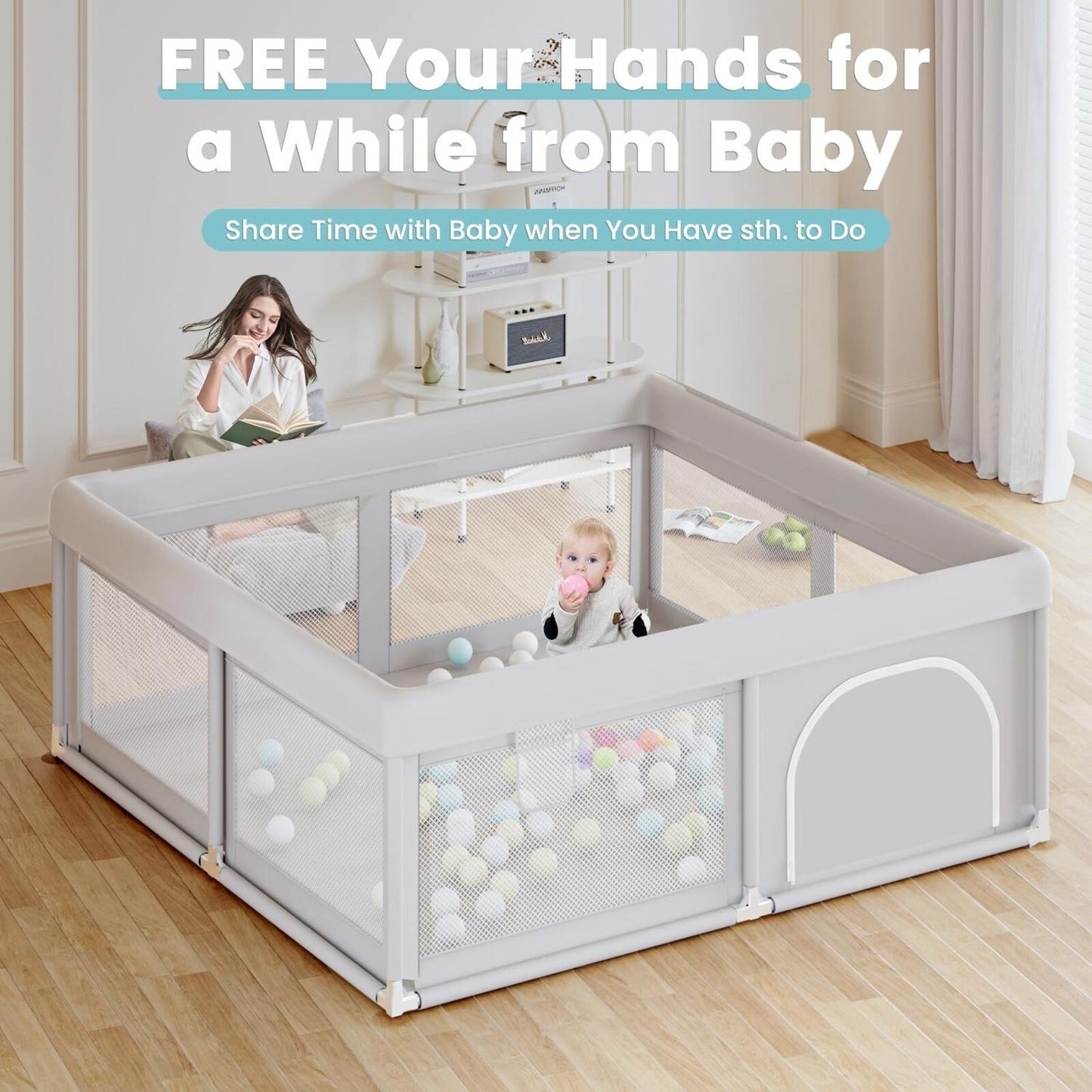 Baby Playpen 50X50 Inch, Play Pens for Babies and Toddlers Baby Fence Play Yards