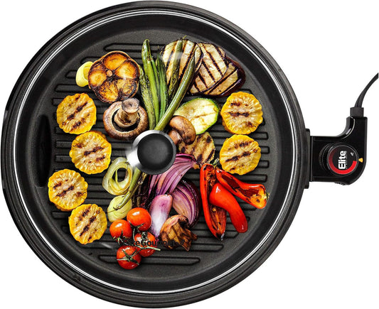 EMG6505G 12" Smokeless Indoor Electric BBQ Grill w/ Glass Lid Nonstick