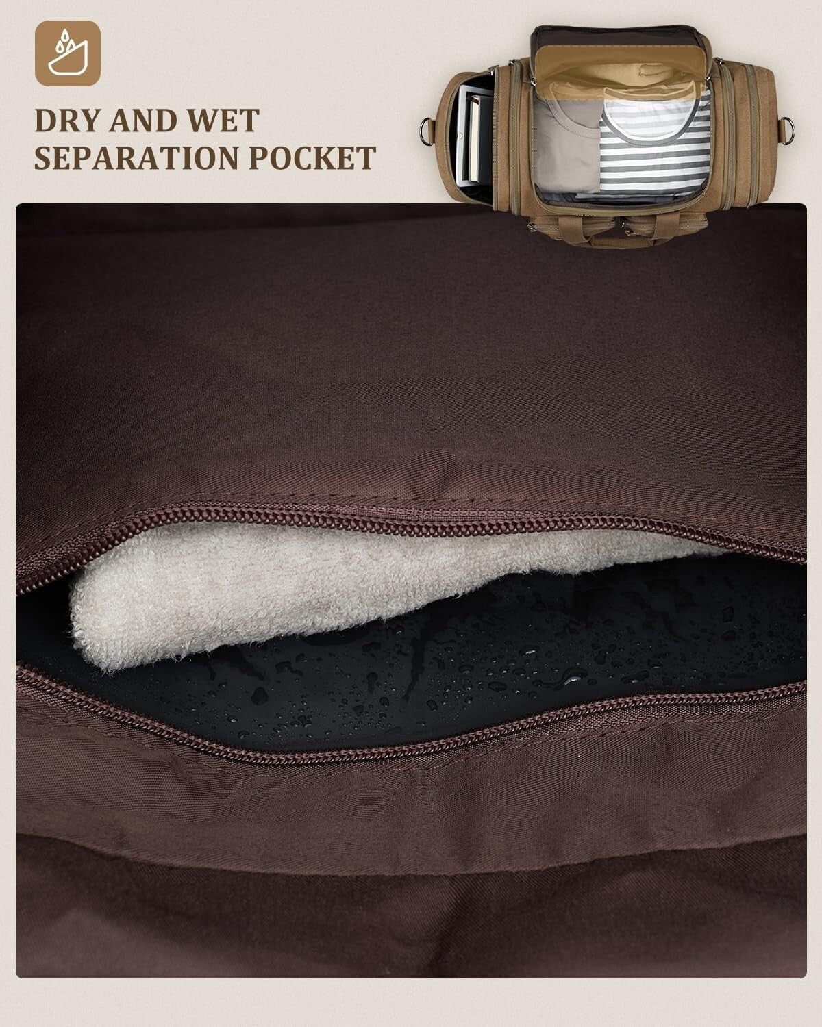 50L Expandable Duffle Bag Water Resistant Pocket Carry On