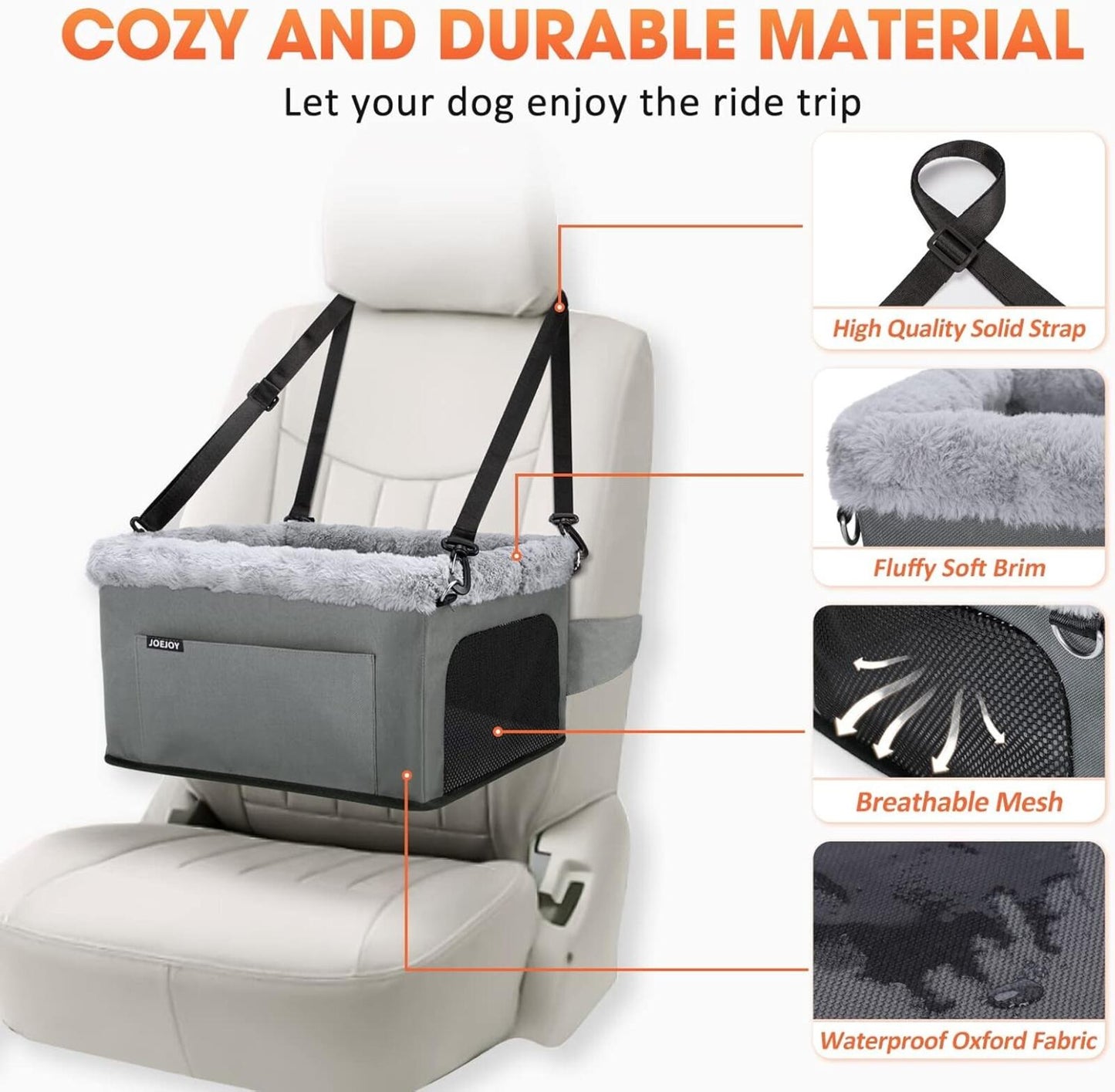 Deluxe Dog Booster Seat Small Pets up to 20lbs w/ Cushion & Storage Pockets