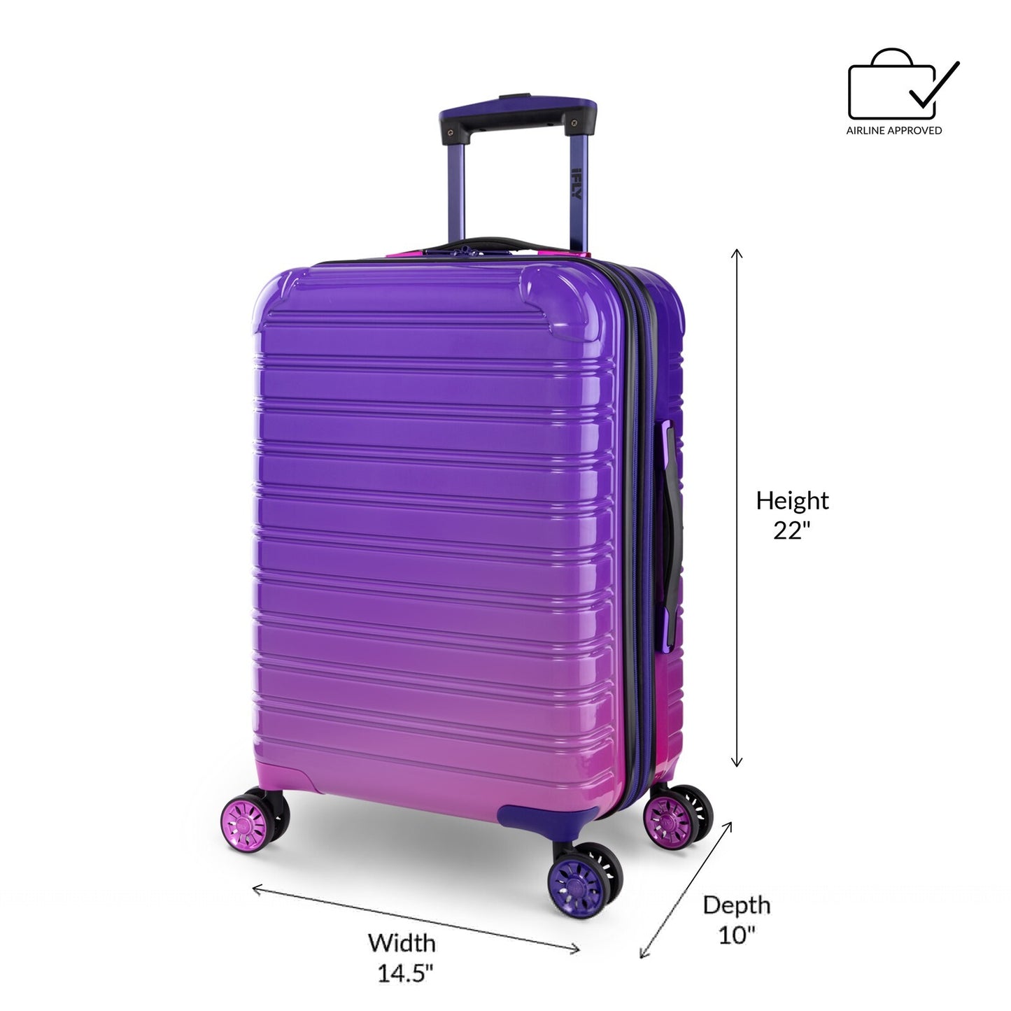 Fibertech 20" Hardside Carry-On Suitcase – Expandable Spinner Luggage for Travel