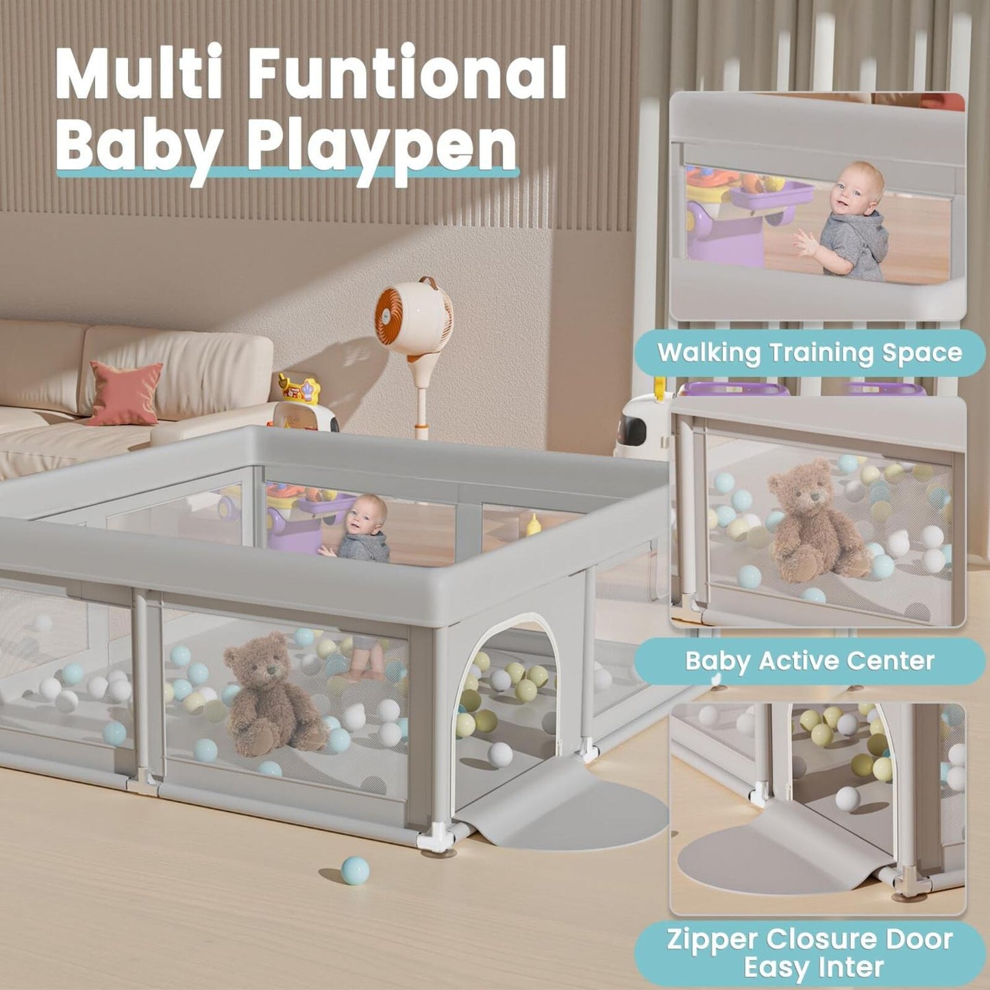 Baby Playpen 50X50 Inch, Play Pens for Babies and Toddlers Baby Fence Play Yards