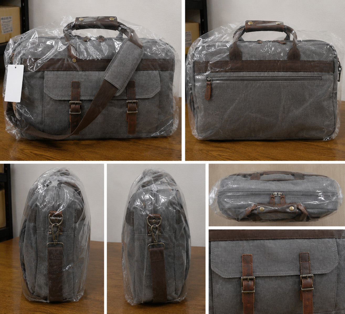 Men's Women's Waterproof Leather Bag Overnight Weekender