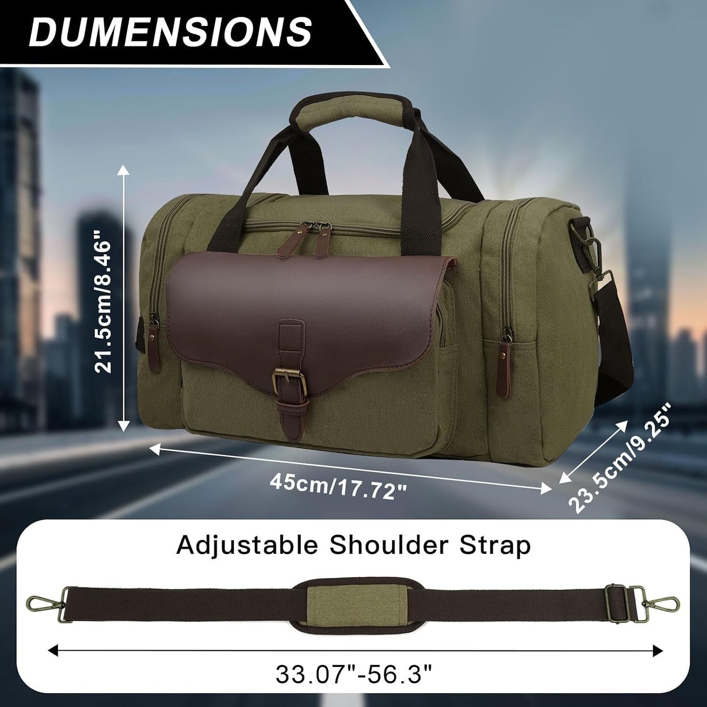 22L Lightweight Canvas Travel Duffle Bag Overnight Carry On