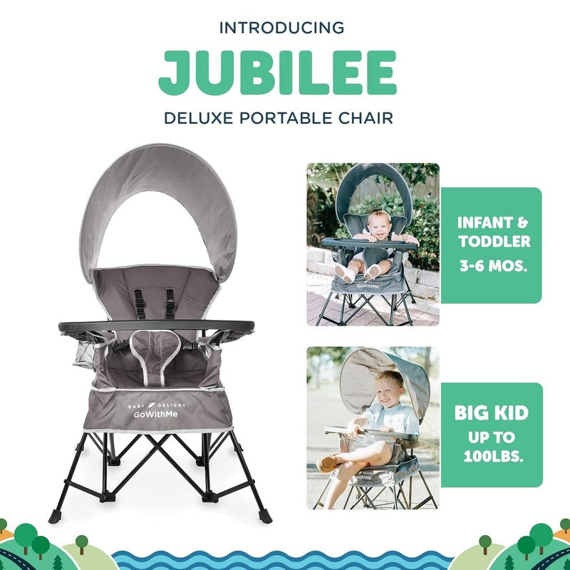 Go with Me Jubilee Deluxe Portable Infant Chair, Removable Canopy, Gray2
