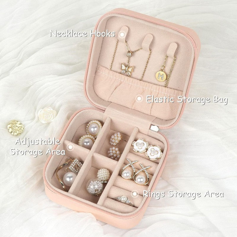 Travel Jewelry Case Box Organizer Storage Case Leather Travel Case for Women1