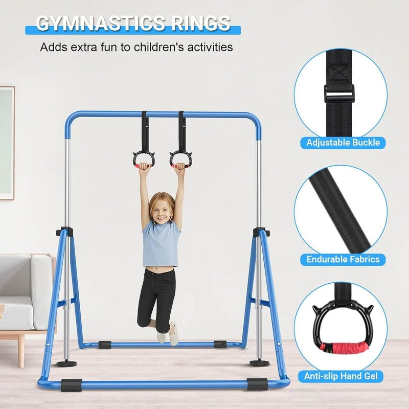 Foldable Kids Gymnastics Bar 5 Height Adjustable Indoor/Outdoor 140lb Limit4