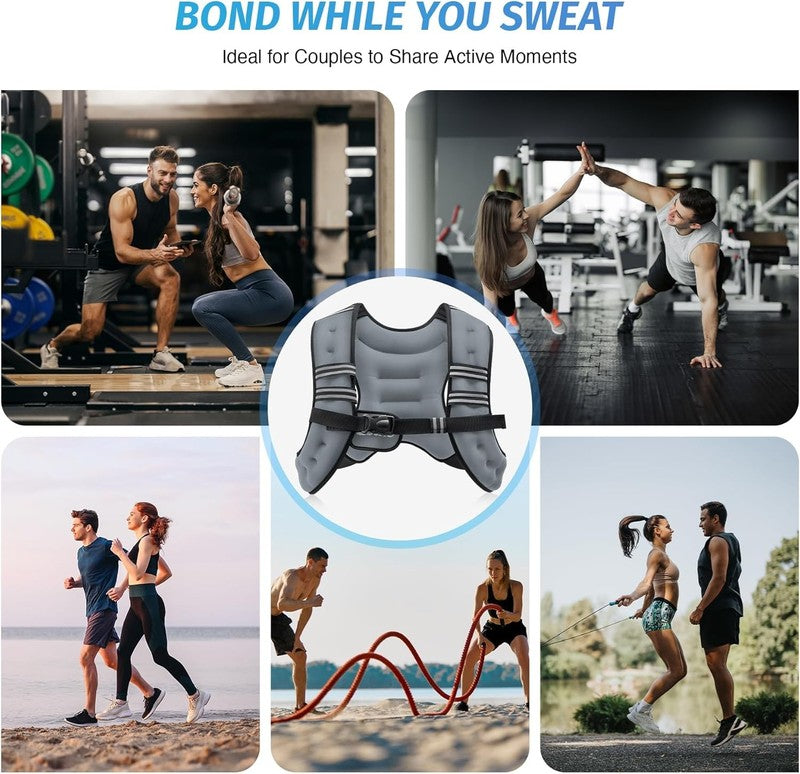 Weighted Vest 12Lb Reflective Stripe Workout Strength Training Fitness Grey3
