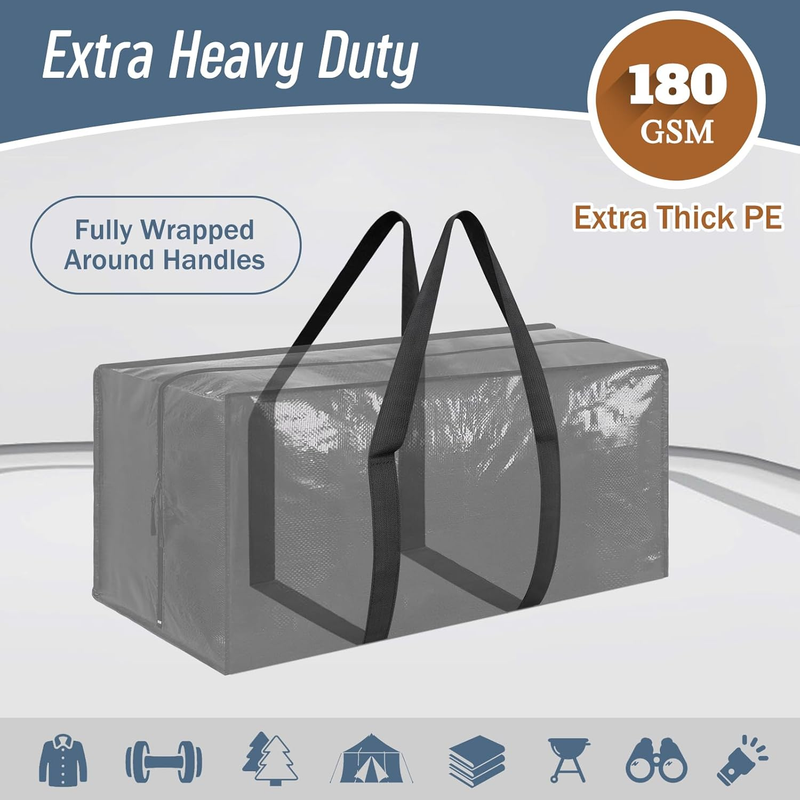 6 Pack Heavy Duty Moving Bags Large Storage Zipper Handles Black1