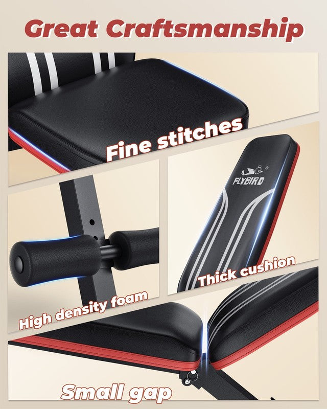 Adjustable Folding Weight Bench for Home Gym, Includes Resistance Bands5