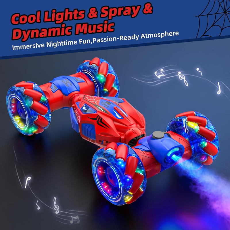 RC Stunt Car 4WD Gesture Control 360° Double Sided Lights Music Spray Toy5