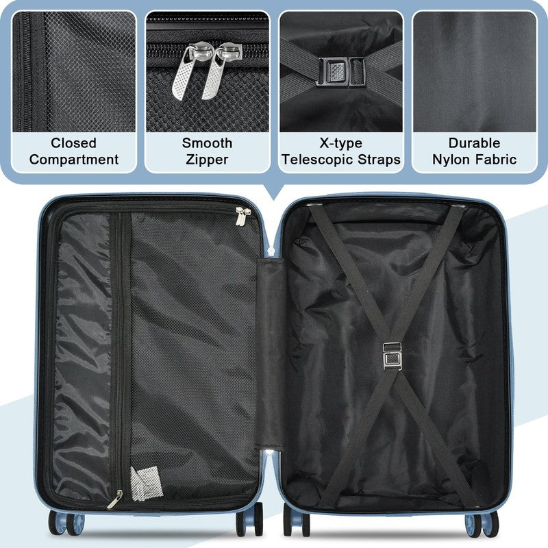 Durable 6 Piece Hardshell Luggage Set TSA Lock Spinner Wheels Tote Bags Included4