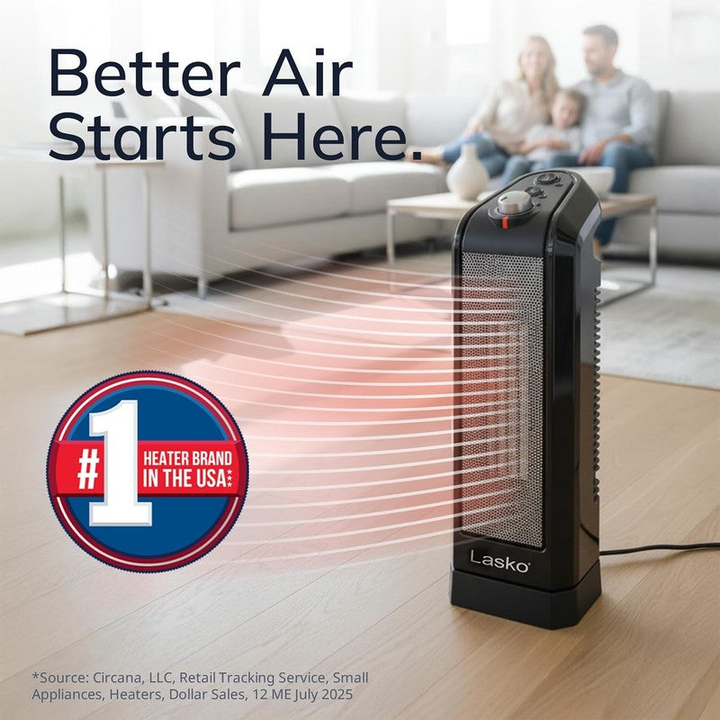 1500W Oscillating Ceramic Space Heater w/ Thermostat 3 Speeds Black1