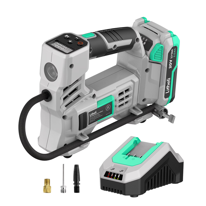 20V Cordless Tire Inflator Air Compressor for Car, Bike, Sport Ball,150 PSI Car 10