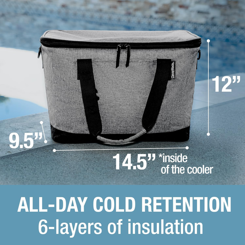 Leakproof Collapsible Insulated Cooler Bag, Portable Foldable Soft Side Tote Hol3
