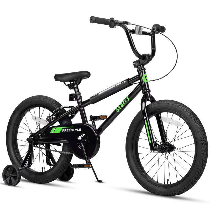18in Kids BMX Bike w/ Training Wheels Coaster Brake Ages 6 9 Black0