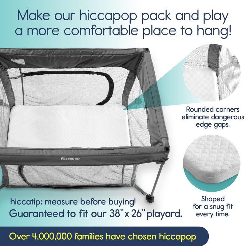 Portable 1.5" Thick Pack and Play Mattress Pad for Playard Cribs 38"x26"1