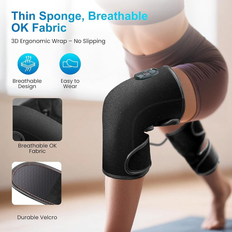 Graphene Heated Knee Massager w/ Vibration Adjustable Knee Wrap Pain Relief3