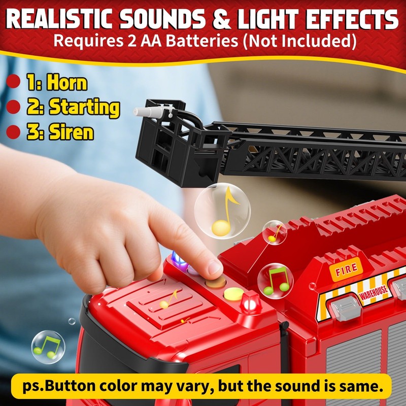 Fire Truck Toy for Boys 2–5 – Lights, Siren Sounds, Water Spray, Ladder & 6 Mini2