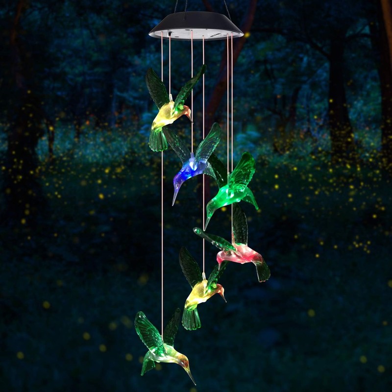 Wind Chime, Solar Hummingbird Wind Chimes Outdoor/Indoor,Birthday Gifts for Mom 8
