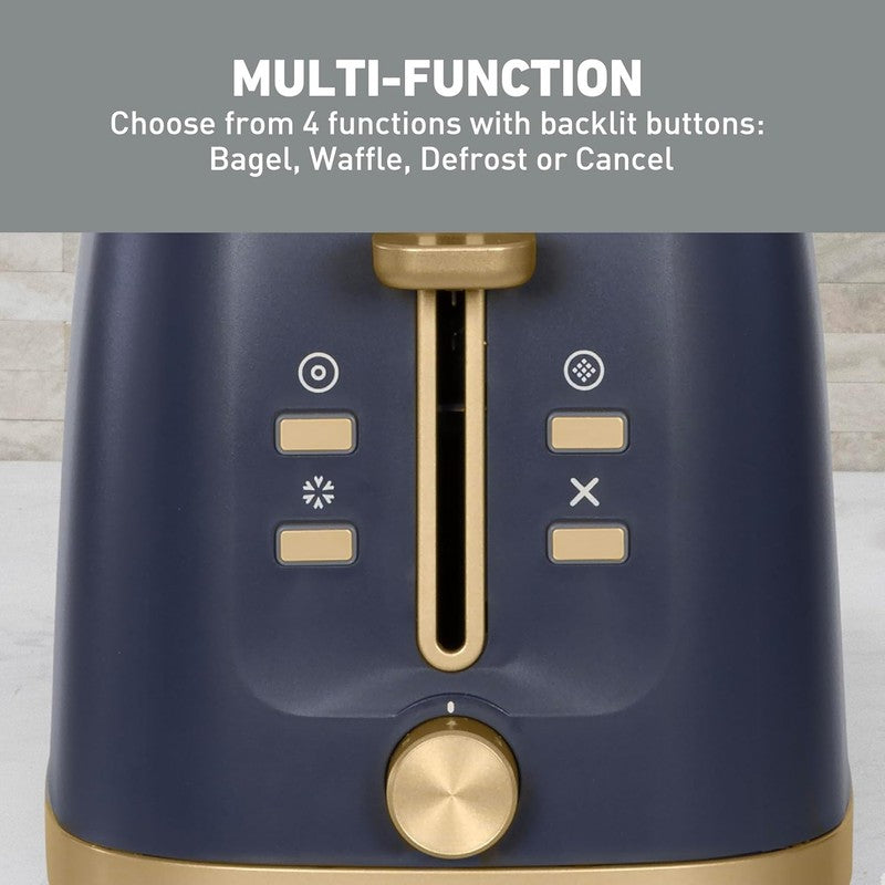 Timeless 2 Slice Toaster 7 Browning Levels Bagel Defrost High Lift Blue/Gold1