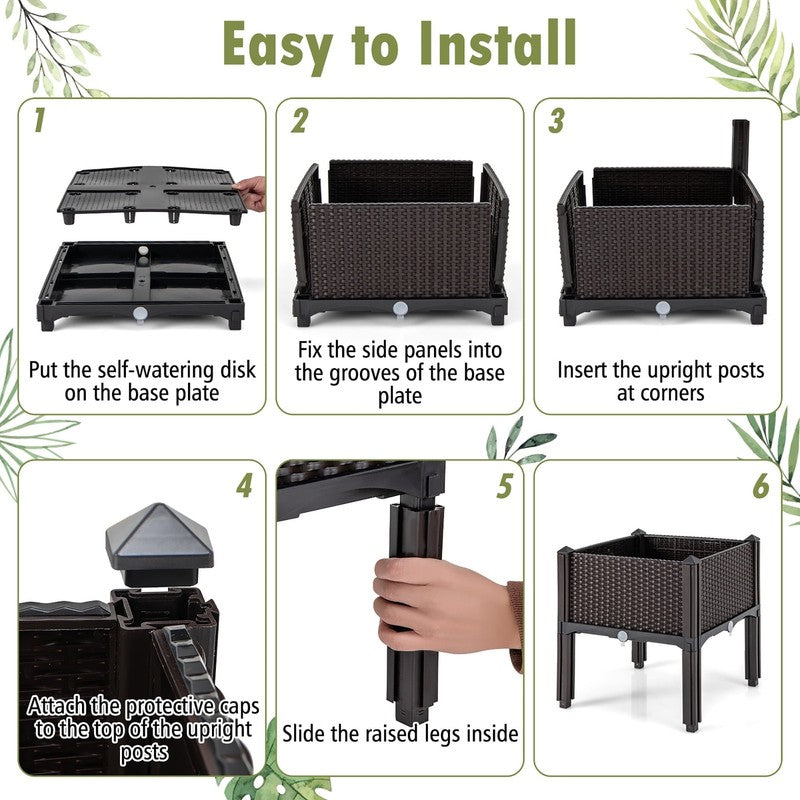 Elevated Plastic Raised Garden Bed Planter Kit for Flower Vegetable Grow 2 Set5