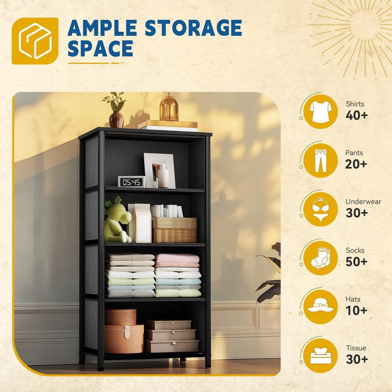 4 Drawers Fabric Dresser for Bedroom, Storage Organizer, Wide Chest of Drawers f5