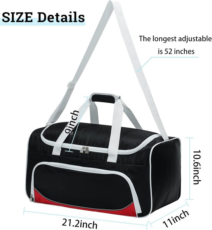 55L Women’s Gym Duffle Bag Large Red Sports Workout Travel Gear White-Black3