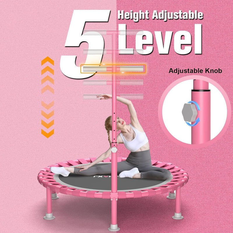 Foldable 40" Mini Trampoline for Kids & Adults - 450Lbs Capacity, Adjustable Bar2
