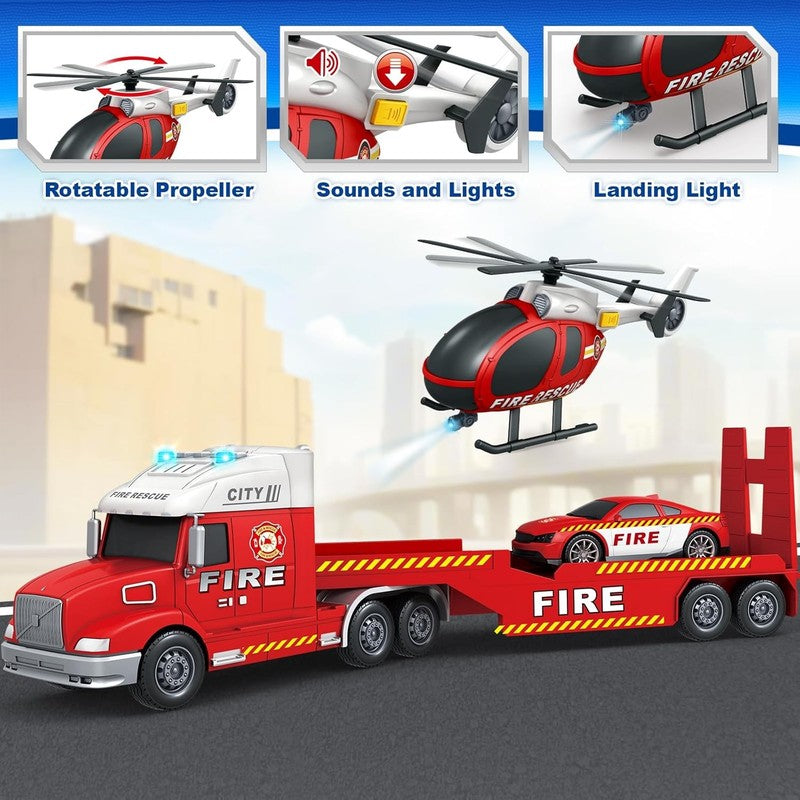 Toddler Boys Toys, 3 4 5 Large Fire Truck Toys with Lights Sounds, Truck Car wit2