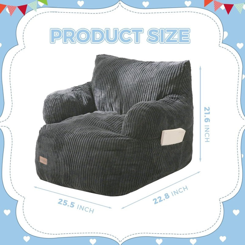 Kids Bean Bag Chair Toddler Sofa w Filler Lazy Floor Chair Gaming Dark Grey1
