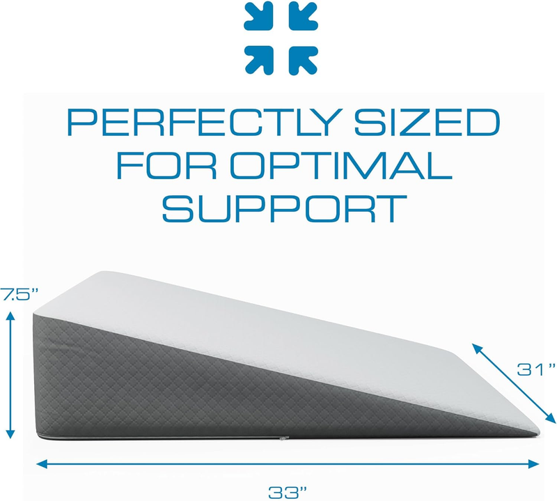 Extra Wide Bed Wedge Pillow 7.5" Sleep Apnea Acid Reflux Relief7