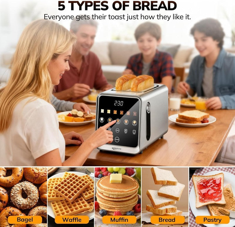 2-Slice Digital Smart Toaster Touchscreen Reheat Defrost Bagels Bread SS5
