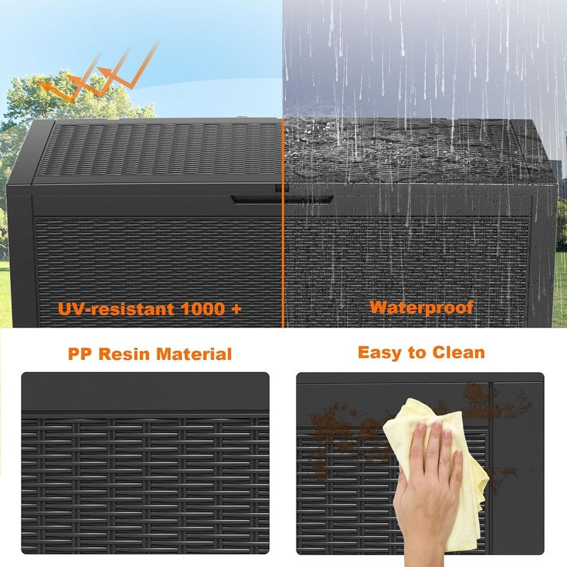 100 Gallon Lockable Resin Deck Box   Waterproof Storage for Tools & Furniture5
