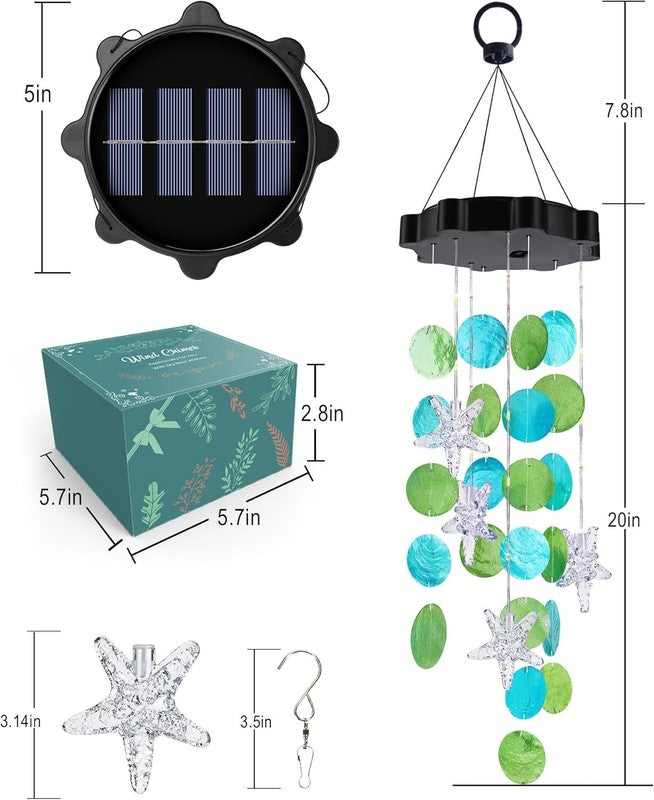 Solar Wind Chimes for Outside, Shells Light Gifts for Mom Grandma Women Wife Gir6