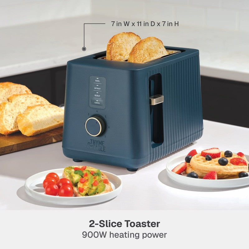 2 Slice Toaster Extra Wide Slots Removable Crumb Tray Atlantic Blue2
