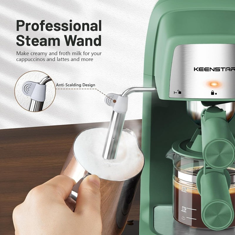 3.5 Bar Espresso Machine 800W 4-Cup Compact with Milk Frother2
