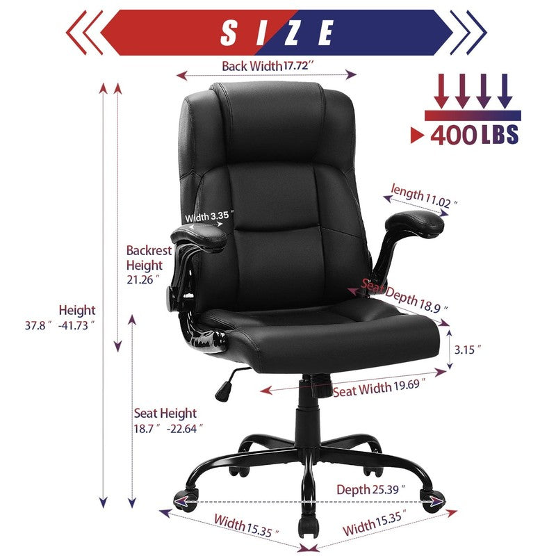 Leather Office Chair, Big and Tall Office Chair 400LBS Wide Seat Ergonomic Compu1