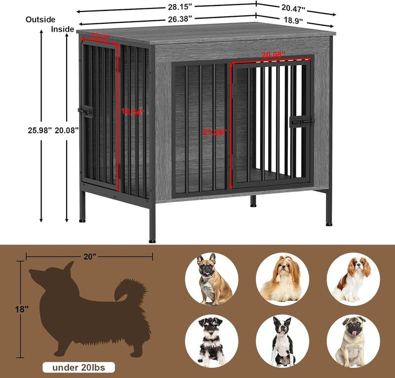 Dog Crate Furniture 28.15" Indoor TV Stand Single/Double Small Dogs Dark Gray4