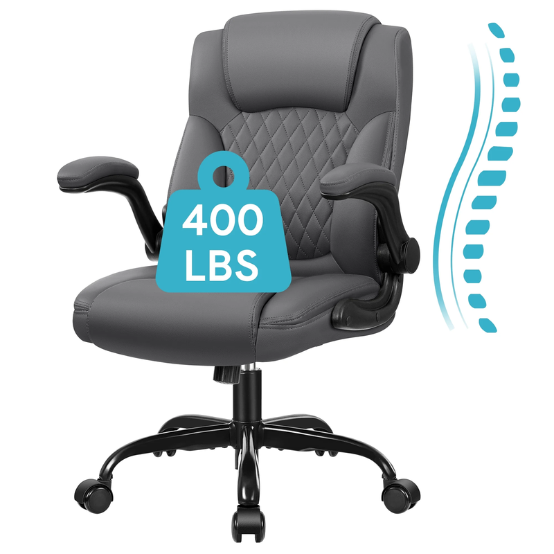 Ergonomic Leather Computer Office Chair 400LB Capacity Dark Gray9