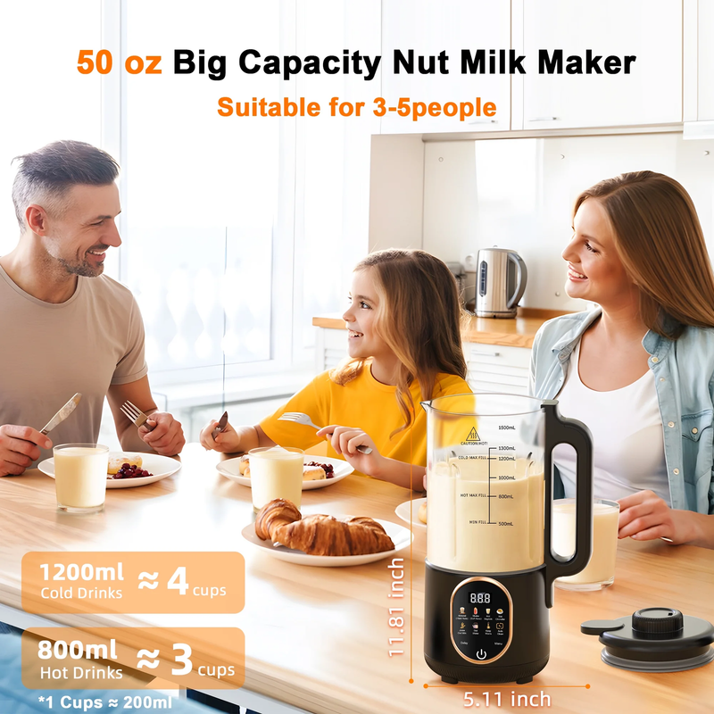 Luxmo 50oz Nut Milk Maker 10 in 1 Soy Almond Oat Milk Machine2