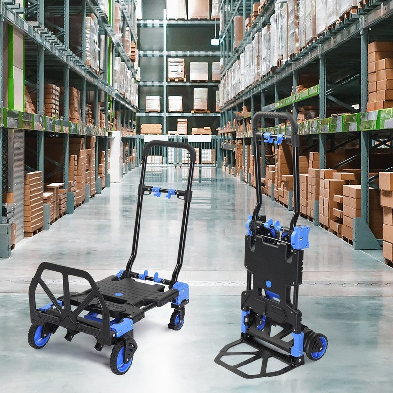 Portable 2-in-1 Hand Truck & Dolly Cart Foldable 330LB Capacity Handle2
