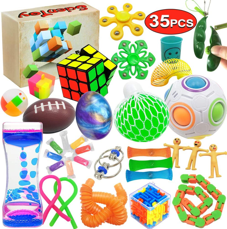 Fidget Toy Set 35pcs Sensory Stress Relief for Kids & Adults w/ Gift Box0