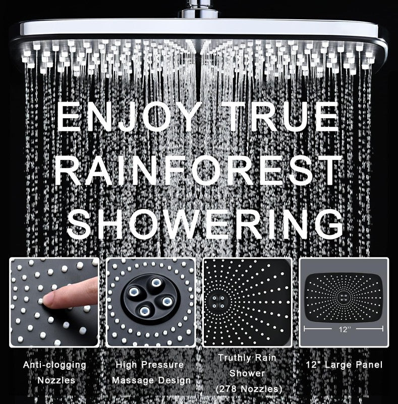High Pressure Rain Shower Head with Handheld Spray and Magnetic Docking2