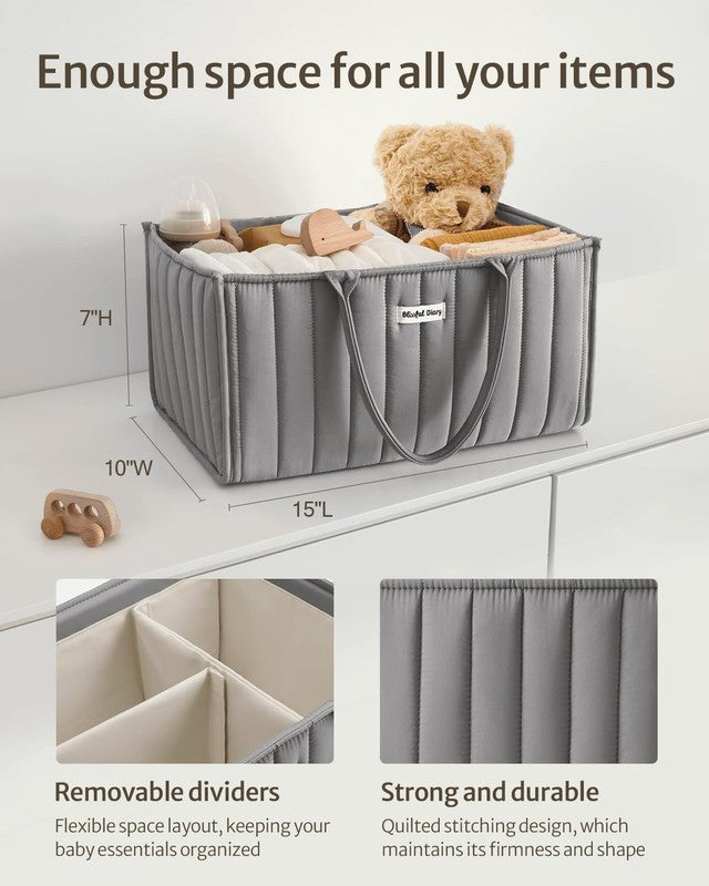 Baby Diaper Caddy Organizer Storage Basket Newborn Essentials Gray2