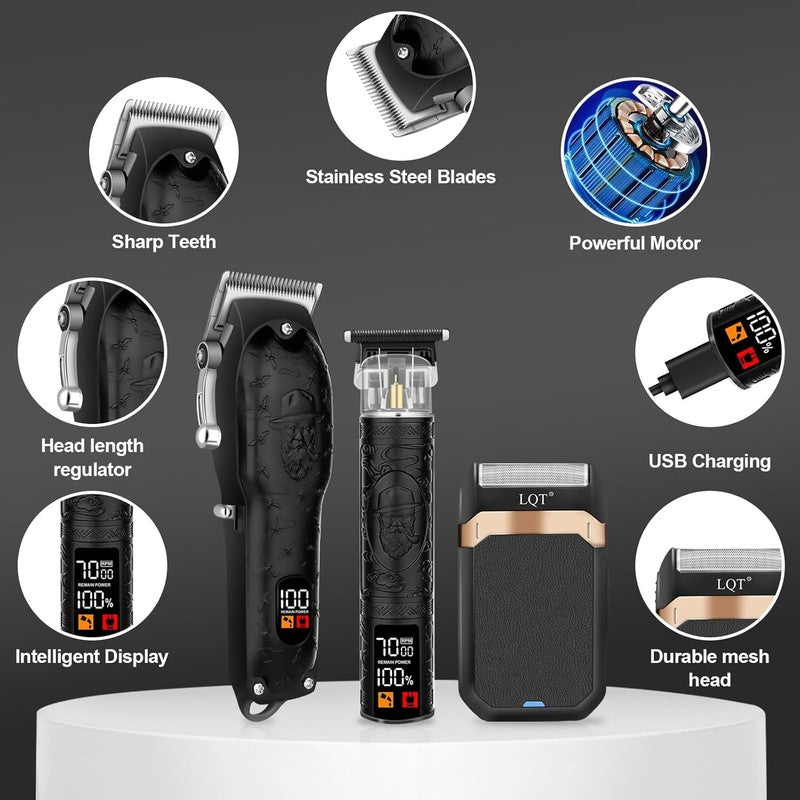 Cordless Hair Clipper Set for Men - Grooming Kit & Beard Trimmer (Black)4