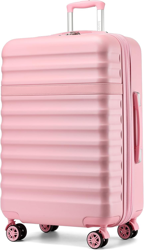 28 Inch Expandable Hardside Luggage ABS PC TSA Lock Suitcase Cream Pink9