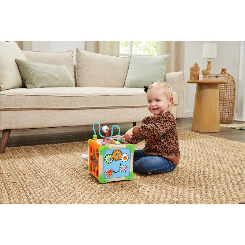 Wooden Activity Cube Touch & Learn FSC Certified Baby Toddler Toy6
