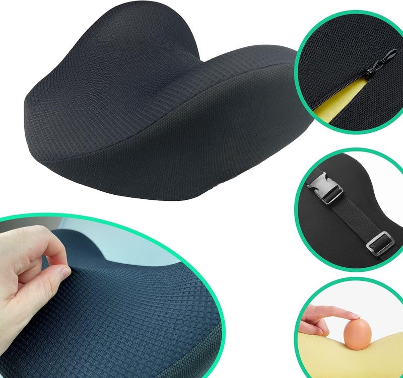 Memory Foam Car Neck Pillow with Adjustable Strap & Breathable Cover – Black3