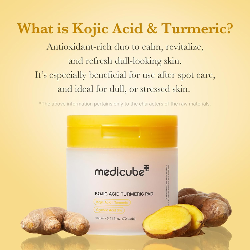 Kojic Acid Turmeric Toner Pads 70ct Niacinamide Glycolic Korean Skincare2